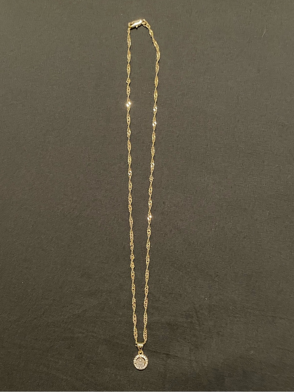 New - 14k gold finish Singapore necklace w/pendant (set)